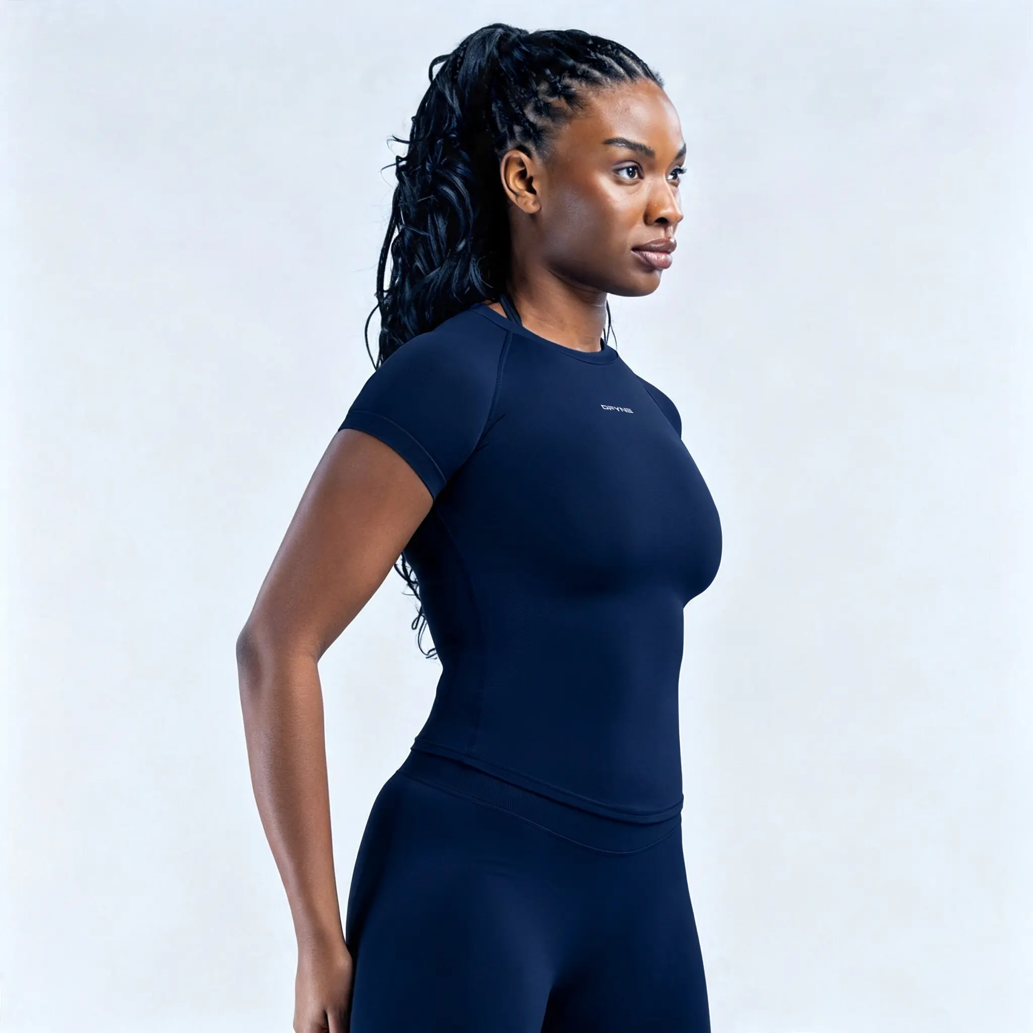 Slim Fit Gym Top Women, Seamless Sculpting Short Sleeve Workout Shirt Longline Athletic Tee