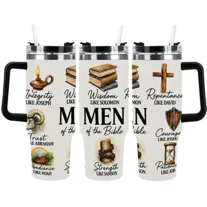 Men of the Bible Tumbler for Christian Men, Inspirational Faith Cup Featuring Biblical Character Traits, Christian Gift for Dad, Husband, Pastor or Man of God