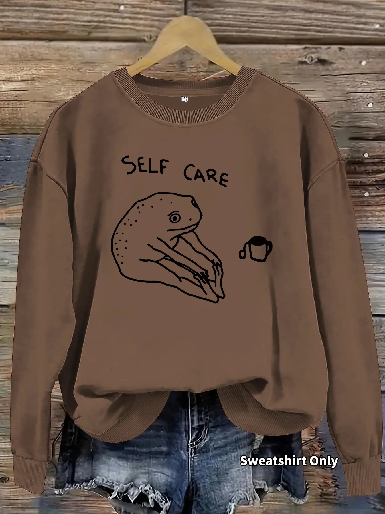 Women's Casual Frog Pattern Sweatshirt, Soft Long Sleeve Round Neck, Comfortable All-Season Daily Wear, Durable Fabric