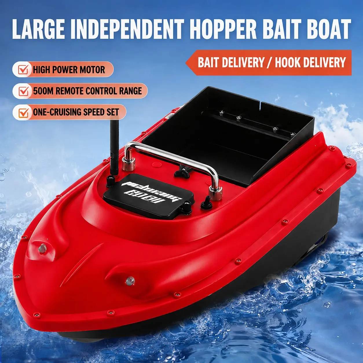 Wireless RC Fishing Bait Boat with Night Light, 500m Distance Remote Bait Dispenser, Easy Operation for Uk Carp Anglers, No GPS Required