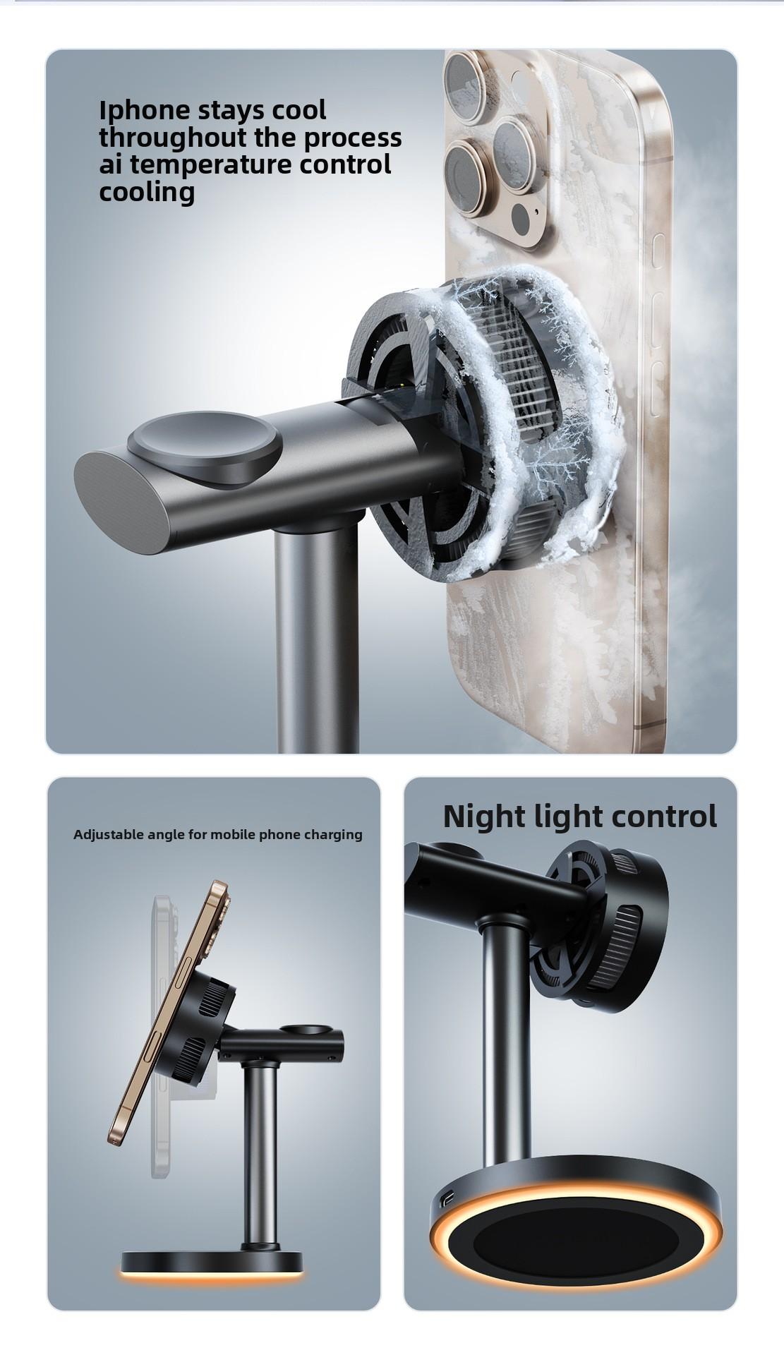 3 in 1 Wireless Charging Station, MagSafe Charger Stand Compatible, Qi2 25W Certified Palm-Sized Foldable Charger for iPhone 17/16, Apple Watch, AirPods (Non-Battery, Adapter Included)