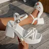 Women's Fashionable Cross Strap Crisscross Open Toe Heeled Sandals, Casual Comfortable High Heel Sandals for Daily Wear, Trendy All-match Platform Sandals for Women & Girls, Stylish Casual Sandals