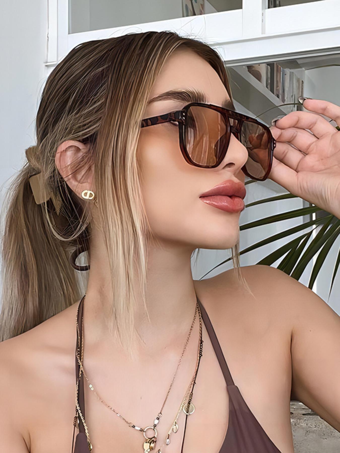 Unisex Vintage Aviator Sunglasses, Trendy Casual Tinted Lens Sunglasses for Everyday Use, Fashion Accessories for Outdoor Activities, Aviator Shades