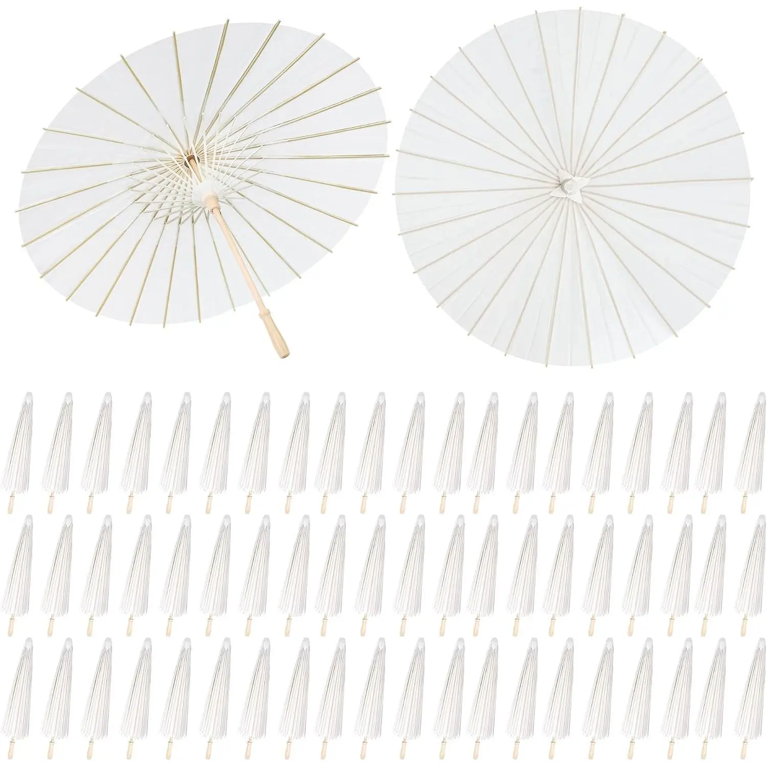 12 Pack 33 Inches Paper Umbrellas for Wedding Chinese  Parasol Paper Decorative Oiled Umbrella DIY Painting Crafts for Bridal Party Decor Photography Props, White