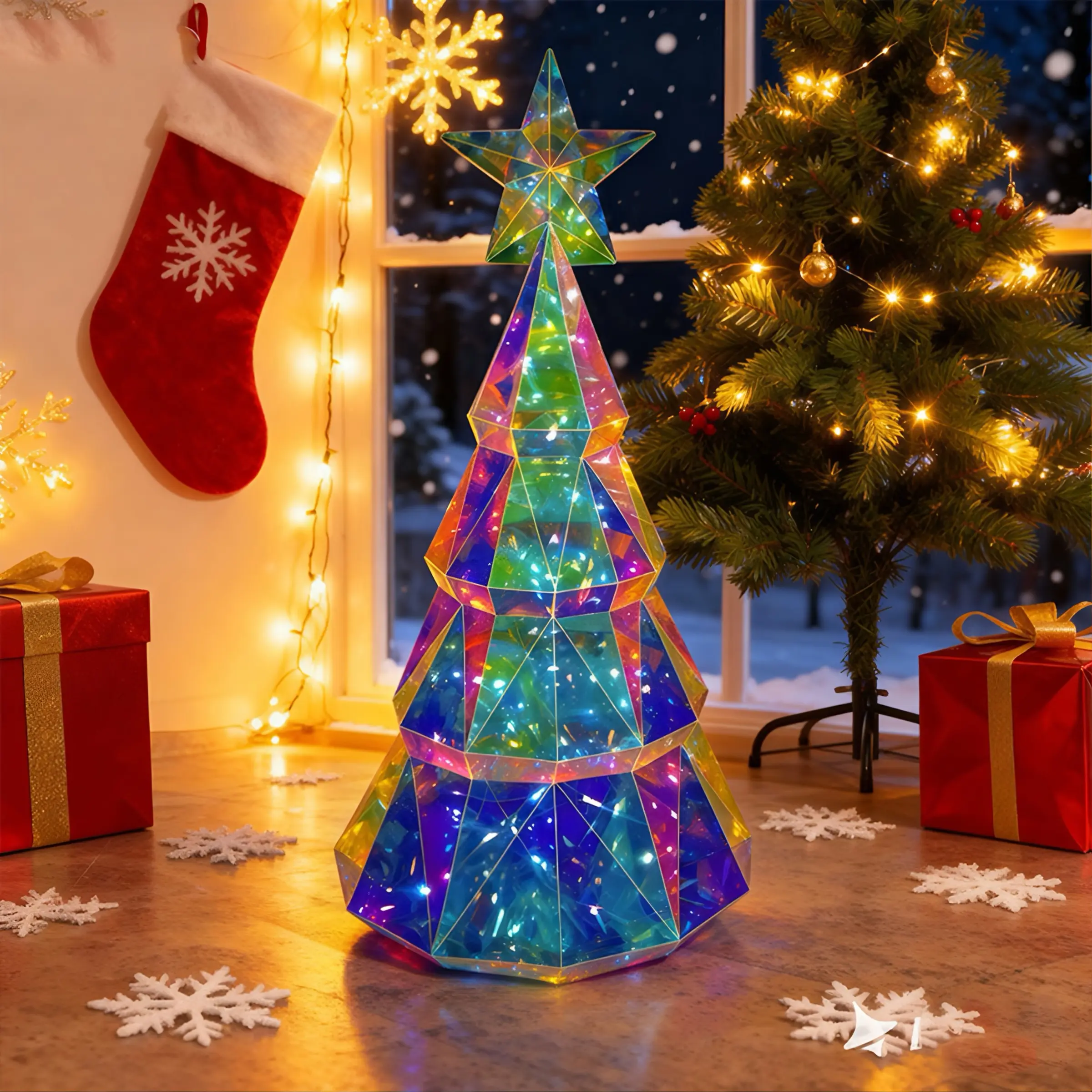 Glowing Five-Pointed Star Christmas Tree Decoration, Perfect Gift for Christmas Eve & Birthdays, Bedroom Night Light Ornament