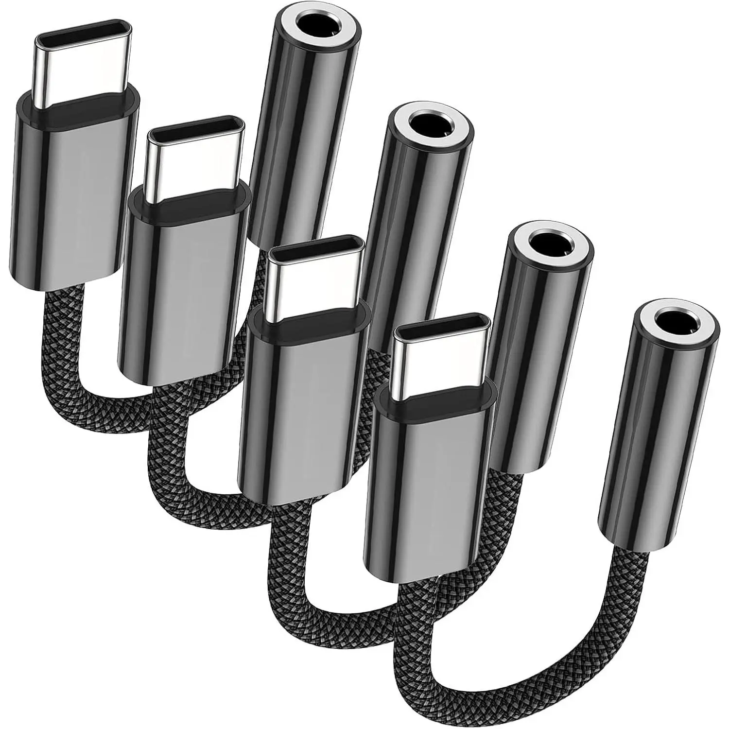 4 Pack Black USB Type C to 3.5mm Female Headphone Jack Adapter,USB-C to 3.5mm Audio Converter, USB C to Aux Audio Dongle  Cord Compatible with17/16/16 Pro Max/16 Pro/16 Plus, iPad Pro,etc