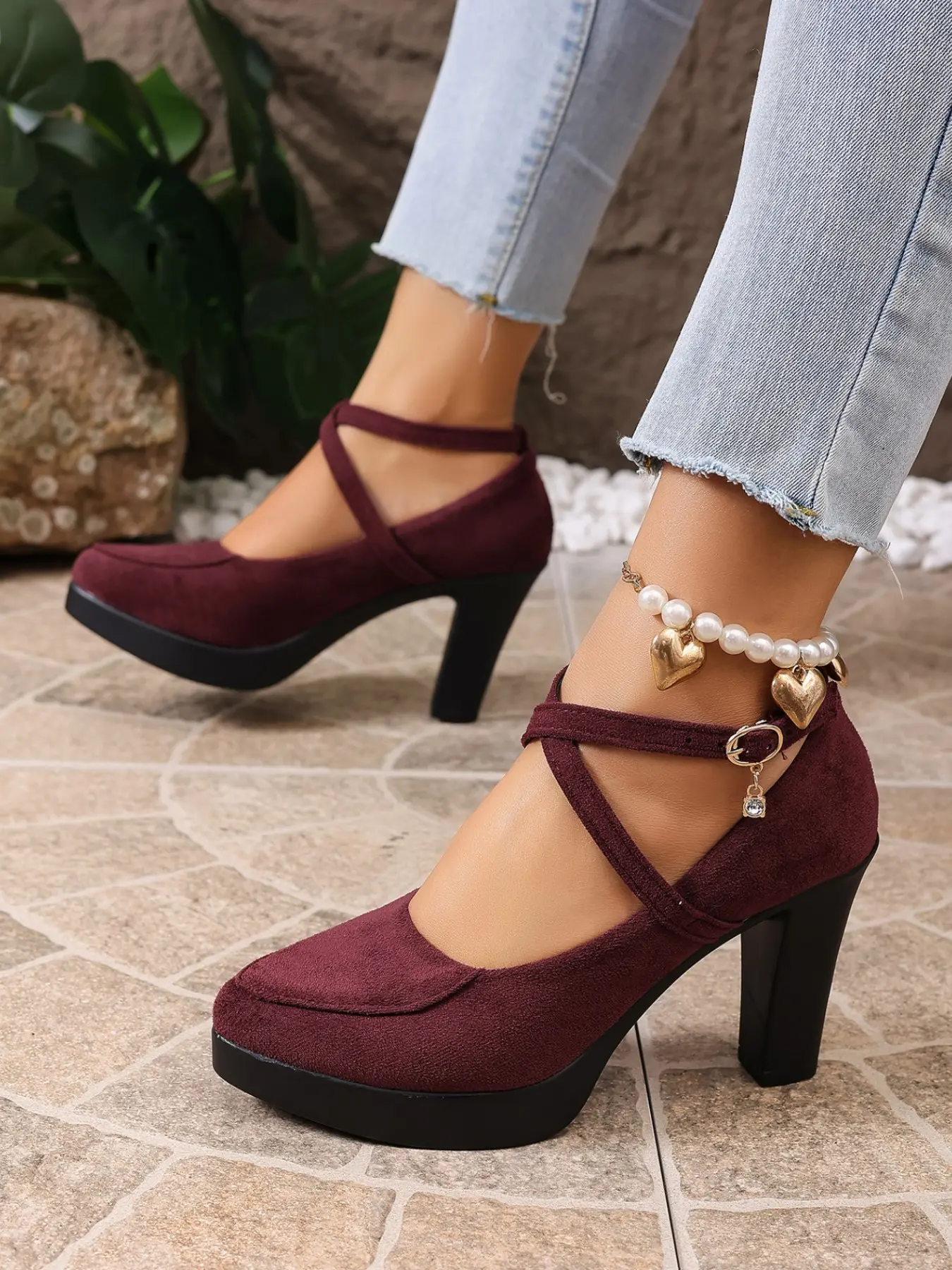 Vintage Round Toe Waterproof Mary Jane Shoes, Mary Jane Style, Classic Mary Jane, Strappy Mary Janes, Cross Strap Buckle, Comfortable for Long Standing, Fall Winter Formal Commute Fashion Shoes