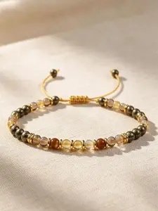 Wealth Crystal Gold Energy Bracelet, Abundance and Protection Bracelet, Quartz, Tiger Eye, Pyrite, Smoky Quartz, Minimalist Crystal Bracelet