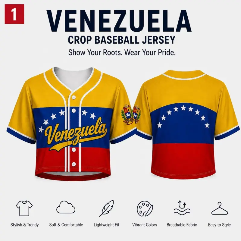 High-quality custom baseball tank top jersey, Venezuelan baseball jersey short top, personalized name and number baseball shirt, women's sports short T-shirt, Venezuelan flag outfit for game day