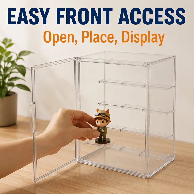 4-layer figurine car model storage box, doll storage cabinet, transparent display box, stackable plastic dust-proof storage box, figurine model display box