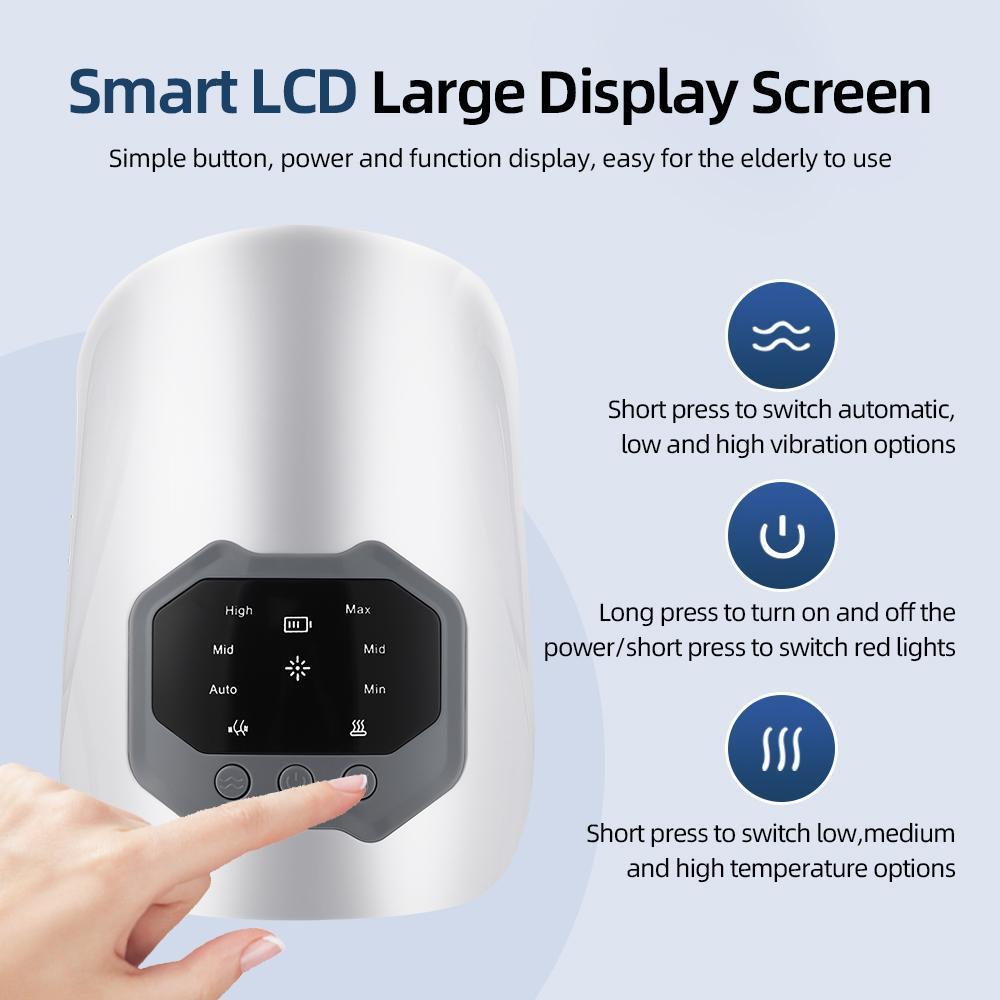 Smart Airbag Knee Massager, 3 Speed Hot Compress Knee Massage Instrument with LCD Display, Electric Heating Knee Massage Tool for Home & Travel