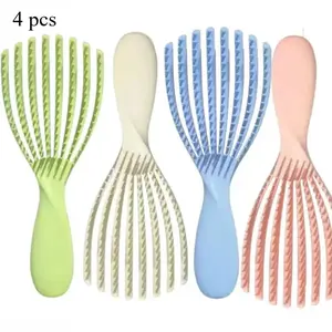 4 pcs Miracle Brush, paddle brush, Hair grooming brush, Enhances hair smoothness, strength, and shine, Combines boar hair with nylon bristles, featuring micro-ball massage tips, Stimulates the scalp, increases hair volume, Detangling Brush