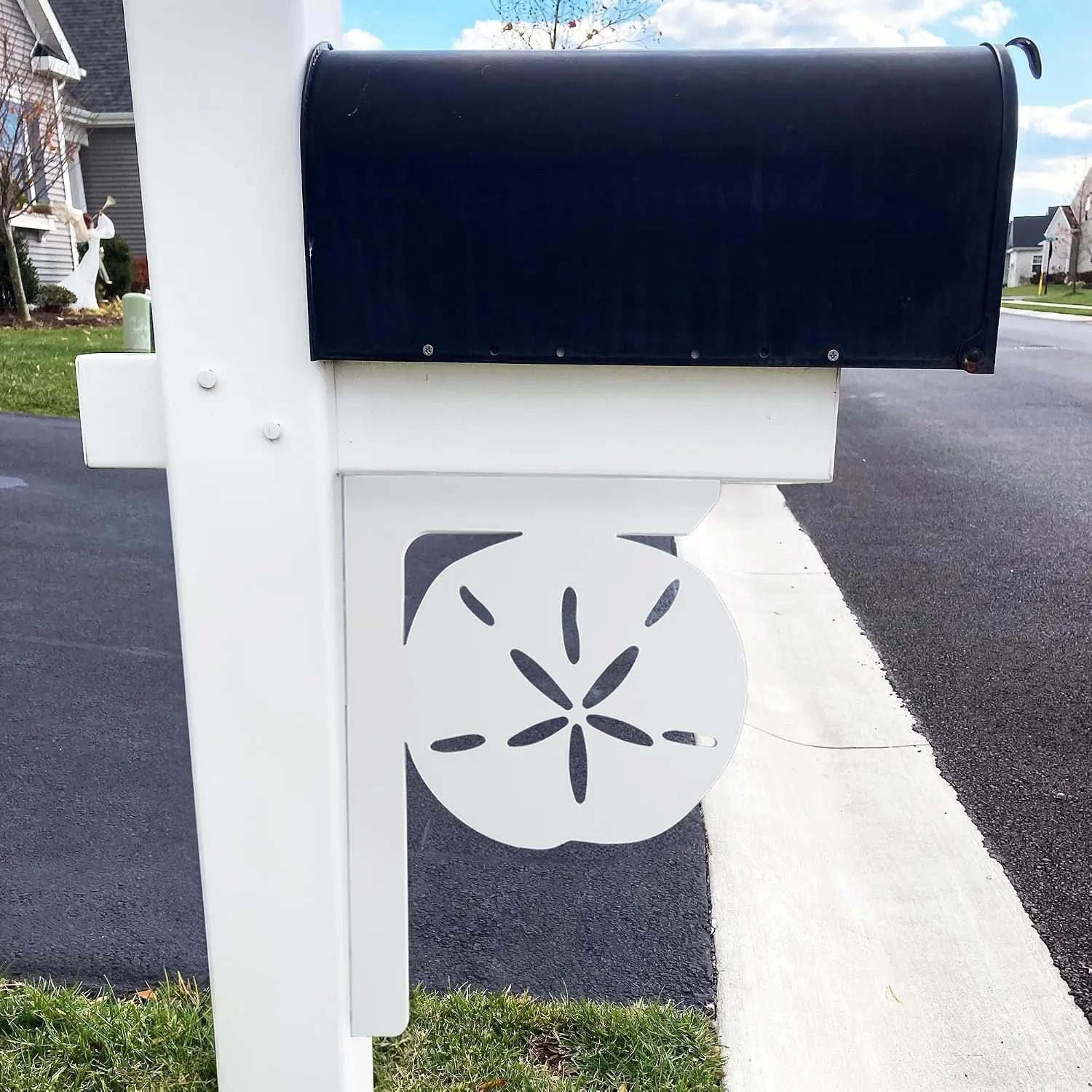 Sand Dollar Mailbox and Decorative Porch Bracket, Beach Coastal Theme Mailbox Decor, 16 Inch, Made in USA