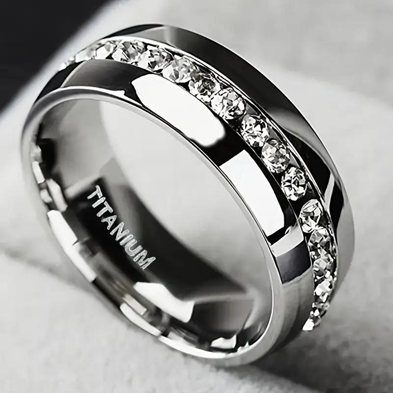 1 Piece minimalist rings Never Fade Stainless Steel Ring Men Women Couple Ring Single Row Full Diamond Cuban Ring Engagement Wedding Band friendship rings