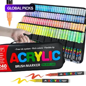 Acrylic Brush Marker Pen Set, Waterproof Soft Brush Nib Paint Markers for Glass, Plastic and Paper