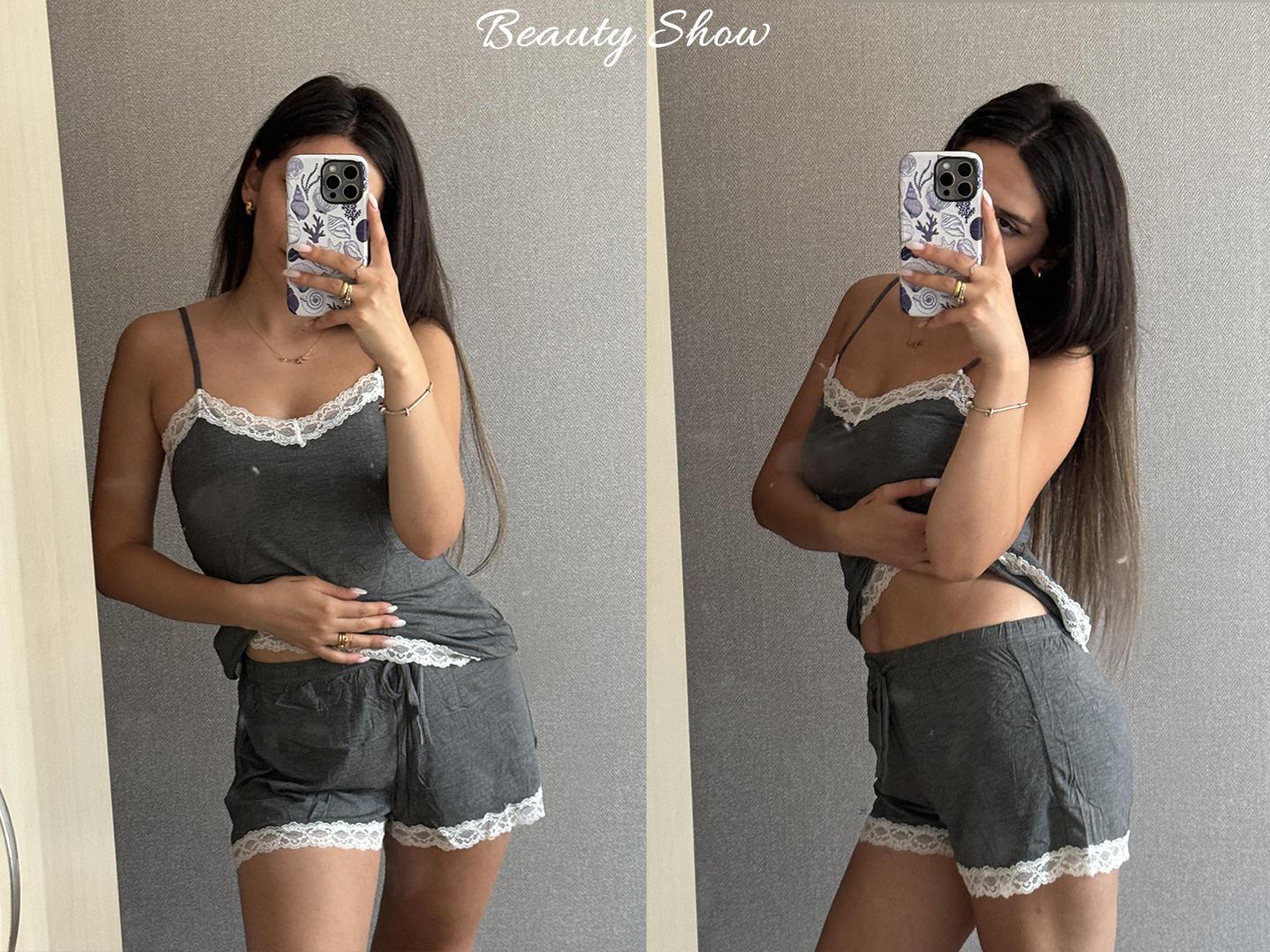 Women's Camisole Pajama Set Modal Pajamas Lace Trim Short Pajama Set with Shorts Easter Gift