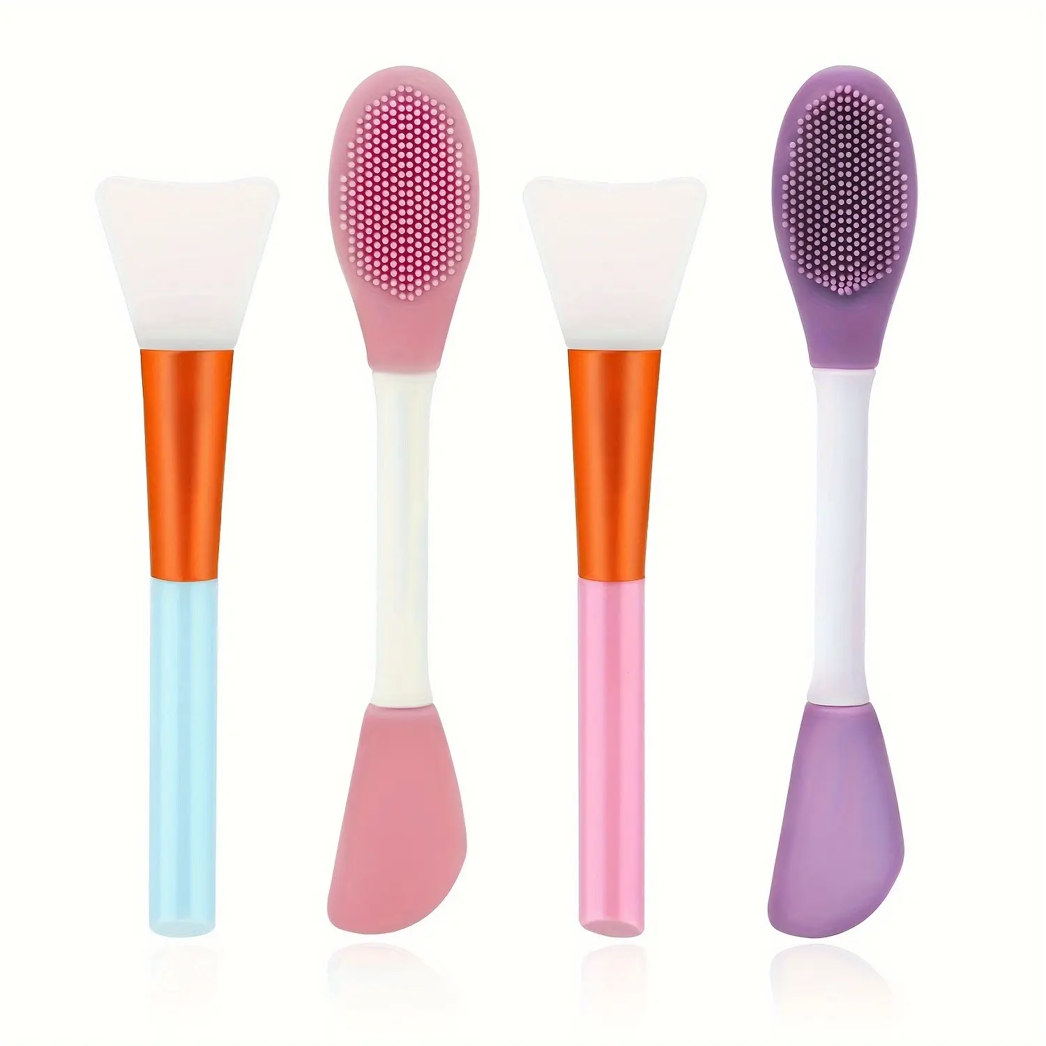 4-Pack Dual-Ended Silicone Face Brushes, Gentle Cleansing Tools, Facial Cleaning Tool for Daily Use, Soft Bristles for Effective Makeup Removal & Skincare Routine