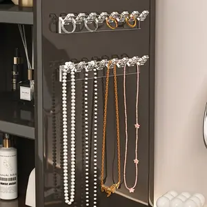 3pc 8-Hole Wall-Mounted Jewelry Organizer, Anti-Tangle Display Rack, Necklace Holder with Hooks, Bracelet and Earring Racks