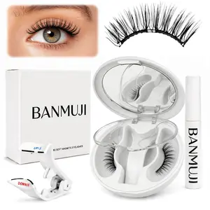 BANMUJI Magnetic Eyelashes with Applicator – Natural Manga Style, Soft Wispy Lashes, No Glue Needed, Reusable Soft Magnetic Lashes Kit, Easy to Apply for Beginners（MJ04）