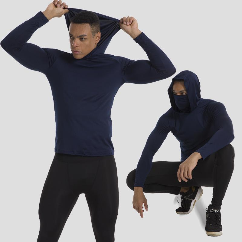 Summer Fitness Sunscreen Jacket Outdoor Hooded Ice Silk Sun Protection Clothing Men's UV Protection Fishing Mask Sun Protection