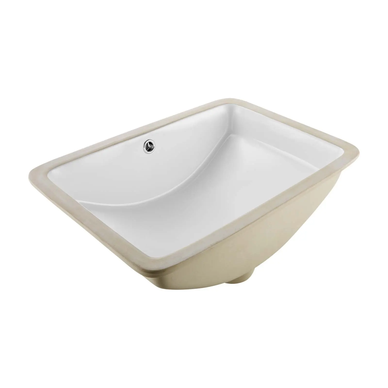 VEVOR Undermount Bathroom Sink, 20.87x 14.76 Inch Rectangular White Ceramic Vessel Sink with Overflow Hole, Under Counter Drop in Modern Lavatory Vanity Bath Wash Bowl Basin, Rectangle Small Space