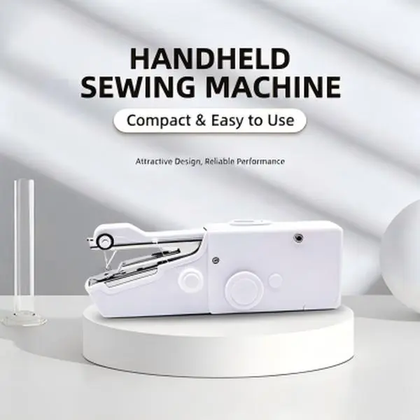 Handheld Mini Sewing Machine, Portable Fabric Repair Tool for Clothes, Curtains and Home Sewing, Batteries Not Included