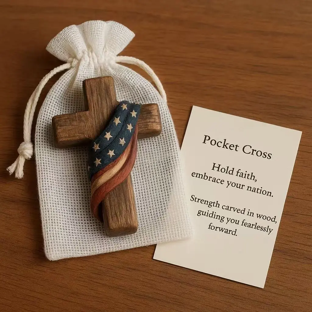 Hand Carved Wooden Prayer Cross, Portable Palm Size Faith Blessing Item, Christian Religious Gift for Baptism, Confirmation, Comfort, Daily Prayers