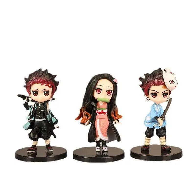 6pcs Demon Slayer Figure Set Kimetsu No Yaiba PVC Q Posket Tanjirou Nezuko Agatsuma Kids Toys Gift In Stock