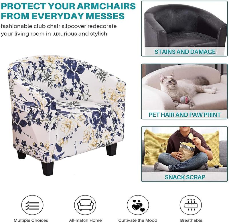 Club Chair Slipcover Jacquard Tub Chair Cover Stretch Armchair Covers Sofa Cover Furniture Protector for Living Room (A51)