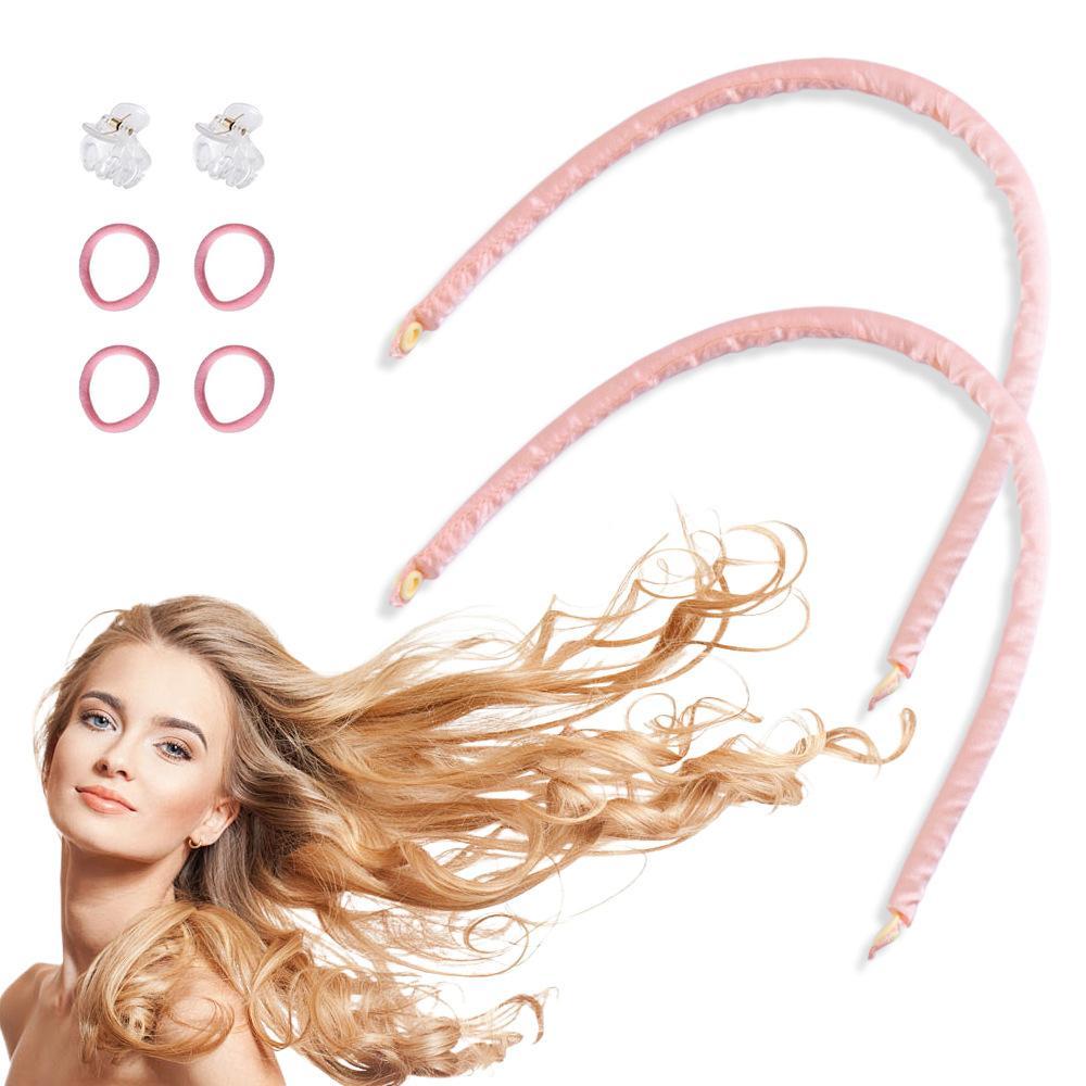 Heatless Hair Curler, 1 Set Sleep Hair Curler & Hair Clips, Heat Free Curling Iron, Hair Styling Tool for Women & Girls, Heatless Curlers