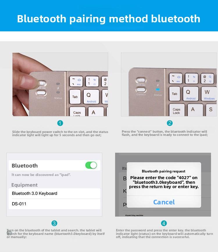 BKC158 Foldable Bluetooth Keyboard with Metal Bottom Case Portable Wireless Multi-Functional Business Gift for Mobile Phone Tablet