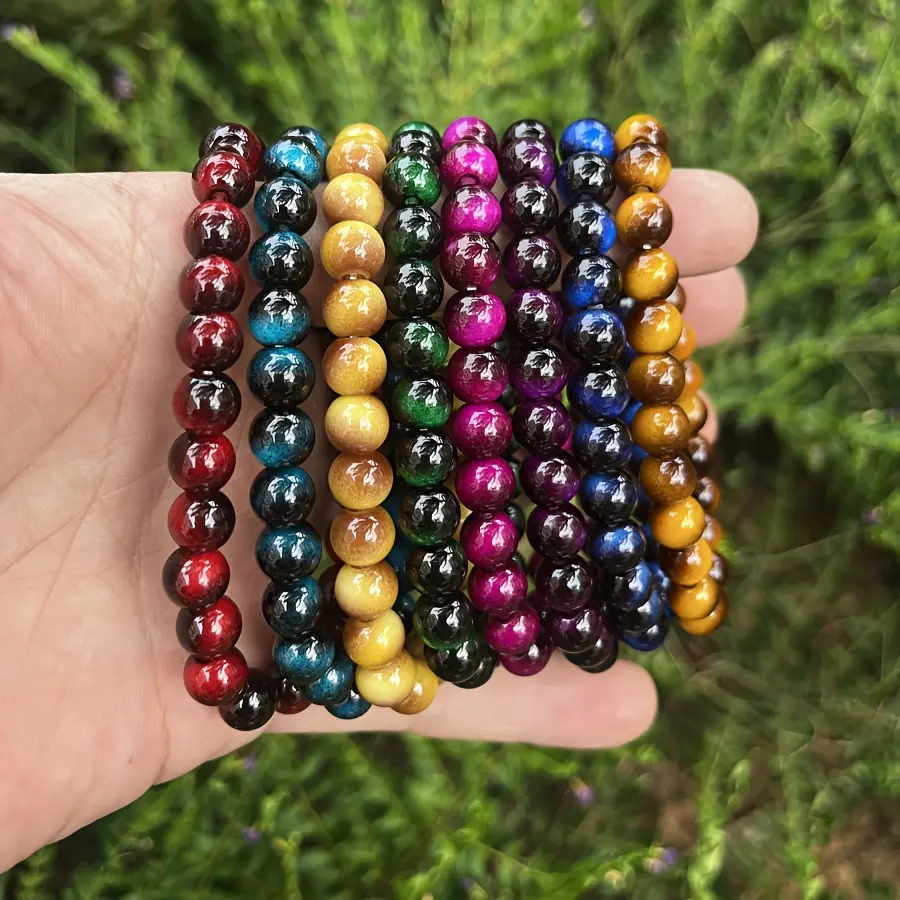 8mm 8-Color Handcrafted Bead Bracelet Set - Stylish, Durable, Unisex - Ideal Gift for Valentine's Day, Birthdays