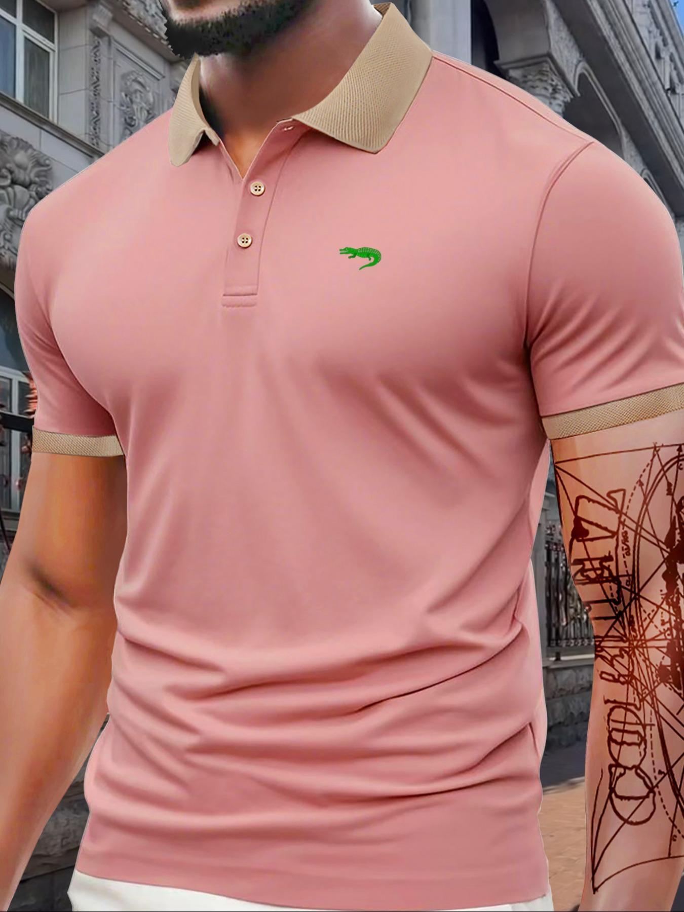 Men's Regular Fit Letter Print Shortsleeve Polo Shirt, Casual Short Sleeve Collared Top for Summer, Fashion Men's Clothes for Daily Wear, Menswear, Smooth Casual Fit Chic Fashion Casual, Golf Shirt