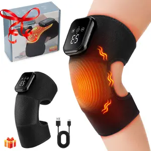 Wireless Knee Massager, Electric Heated Knee Pad with LCD Touch Screen, 3 Heat Levels, 3 Vibration Modes, 15 Minute Smart Timer, Adjustable Strap, Ergonomic Design, Body Relaxation, Knee Pain Tool, Perfect for Holiday Gifts