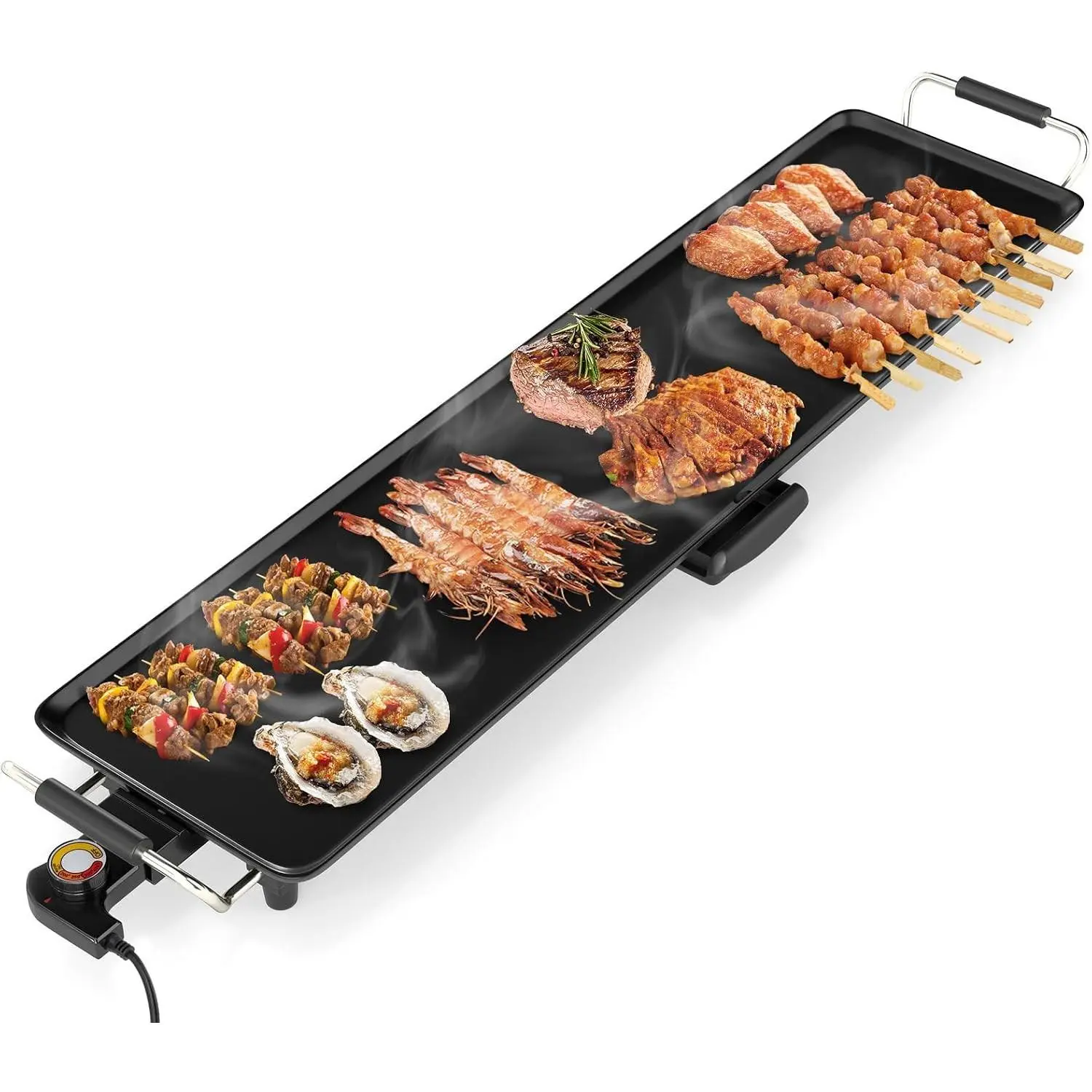 Extra Large Nonstick Electric Griddle, Teppanyaki Grill BBQ W/ 4 Adjustable Temperature, Even Heating & Handles, Long Table Top Pancake Griddle Grill for Indoor & Outdoor Party, Camping（35’’）