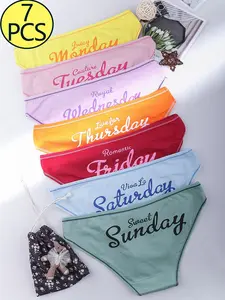 7-Pack Weekly Panties for Women, No Repeat For 7 Days, I Love Sundays, Summer Women Panties