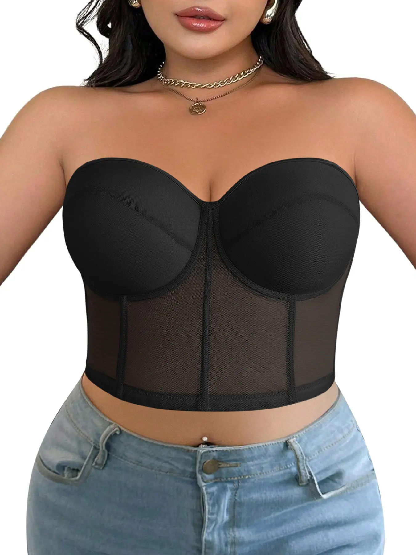 Plus Size Lady Underwired Bra, Natural Lift Bra, with Adjustable Boning Push-Up Medium Support to Prevent Side Spillage Adjustable Shaping Bra with Detachable Straps High-Side Coverage to Conceal Underarm Bulge, Customized Secure Fit Underwear