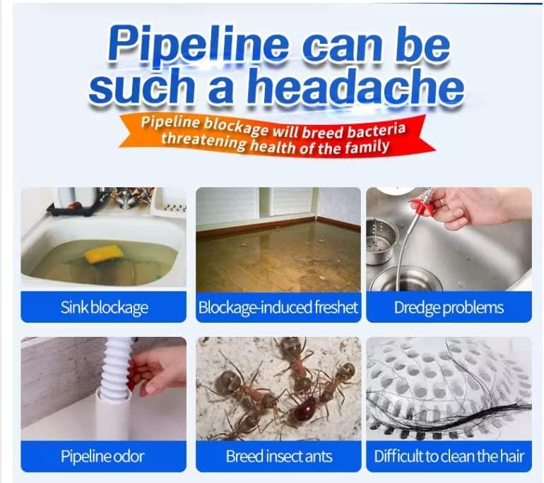 Powerful Sink and Drain Cleaner Powder, Fast Foaming Drain Cleaner for Kitchen and Pipes Cleaning Tool