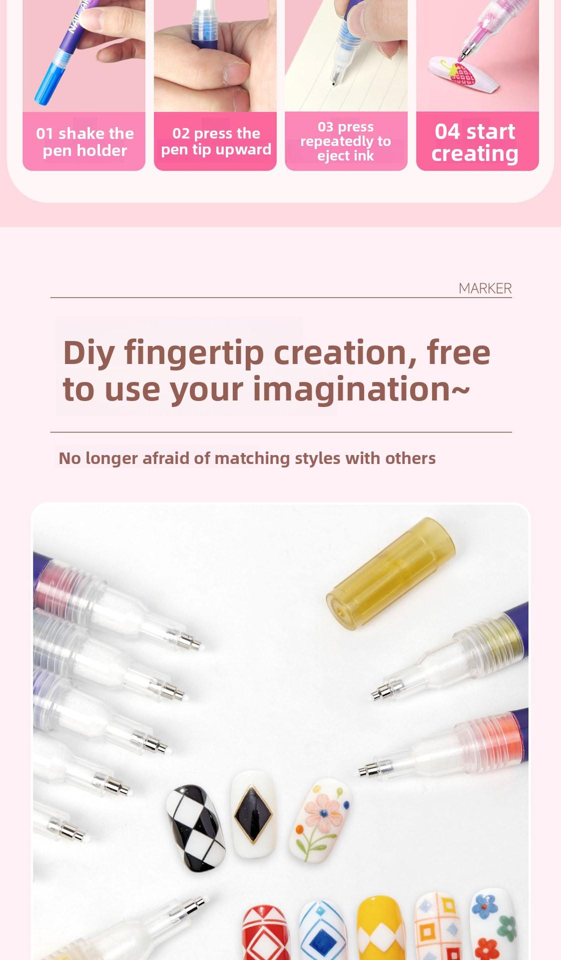 12-Color Nail Art Pen Set - Quick-Drying Acrylic Markers with 0.5mm Ultra-Fine Tip for Precision Line Work & Detailed Nail Art - Highly Pigmented DIY Manicure Kit for Creating 3D Doodles, Flowers & Abstract Designs 12-Color Nail Art Pen Set - Quick-Drying Acrylic Markers with 0.5mm Ultra-Fine Tip for Precision Line Work & Detailed Nail Art - Highly Pigmented DIY Manicure Kit for Creating 3D Doodles, Flowers & Abstract Designs