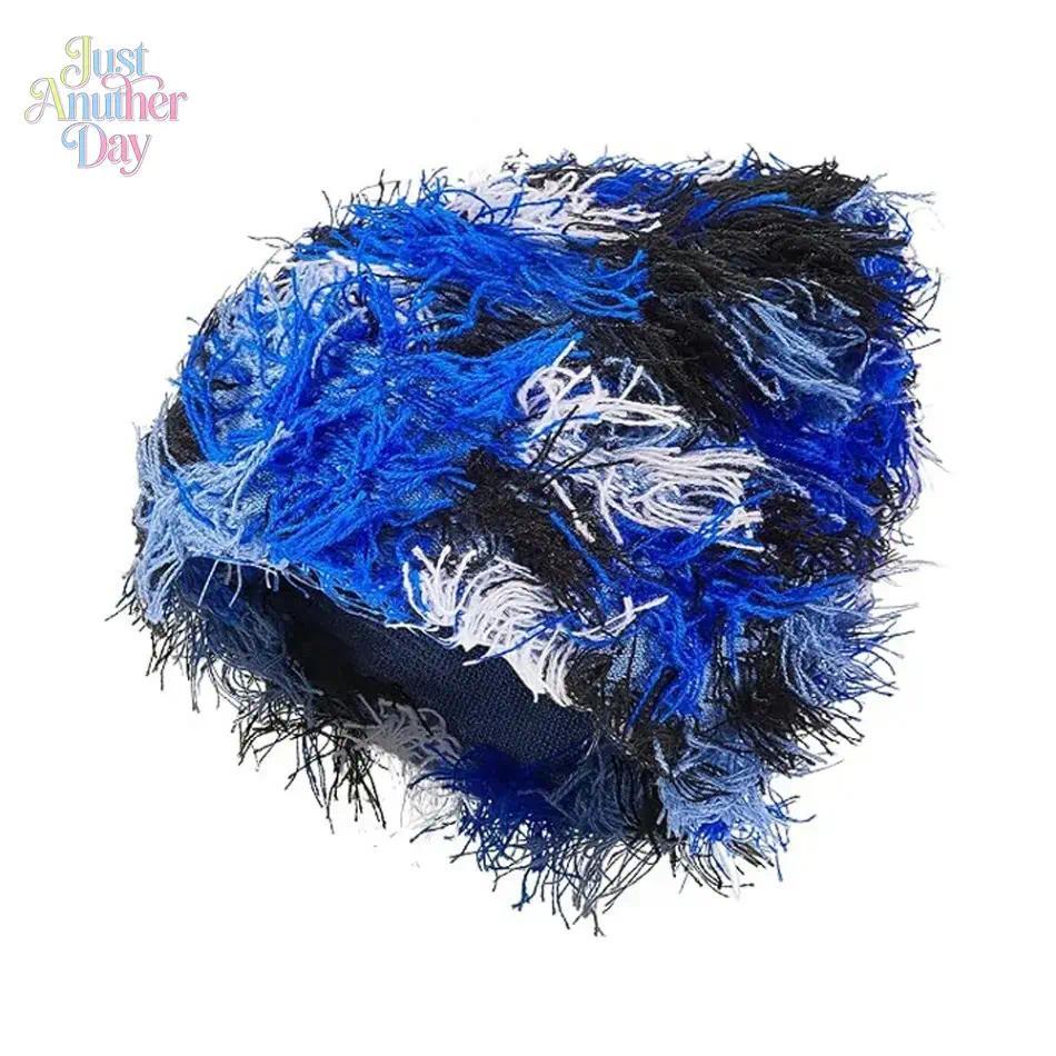 2026 New Arrival Distressed Knitted Fuzzy Beanie – Thick Warm Unisex Winter Hat for Outdoor Daily Wear, TikTokShopBlackFriday Christmas