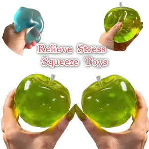 Squishy Green Apple Stress Ball Soft Fidget Sensory Toy for ADHD Autism Slow Rebound Squeeze Toy for Adults Kids Christmas Gift Squishy Stress Balls