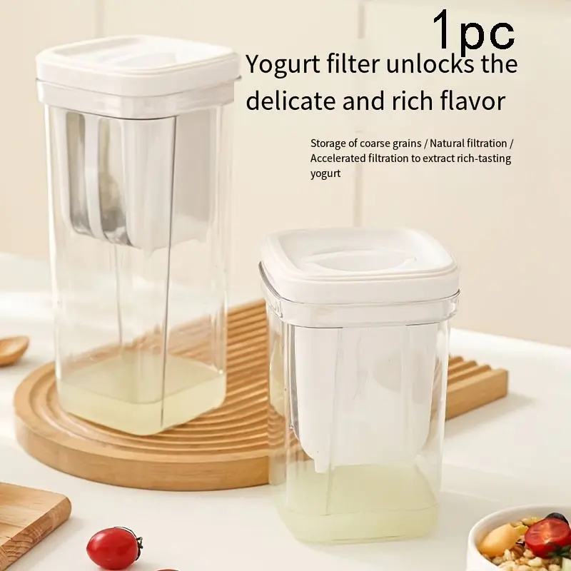 Food Grade Multi-Functional Yogurt Filter Container with Lid, Reusable Cheese Maker, Cold Brew Coffee Filter Jar, Home Refrigerator Storage, Lidded Storage Container