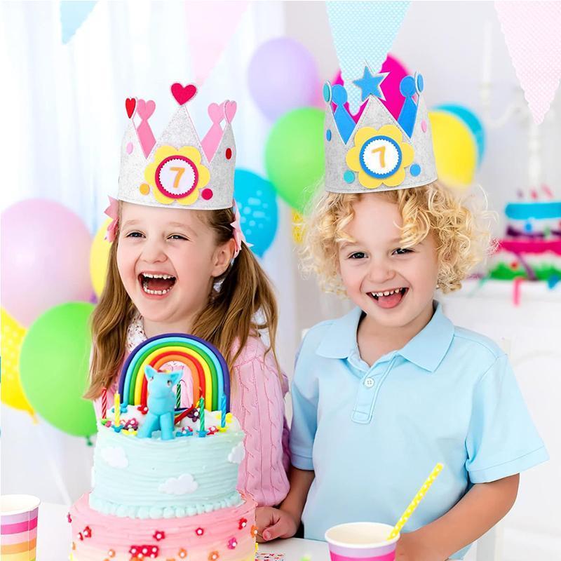 Adjustable Felt Birthday Crown Birthday Hat Durable Interchangeable Numbers Crown Photo Props  or Girls Boys Birthday party hat