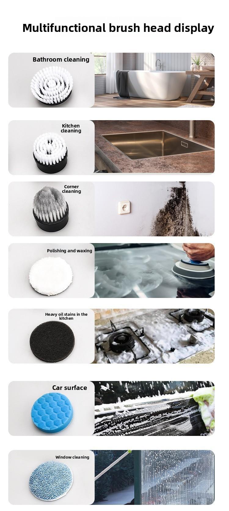 Multi - function Wireless Electric Cleaning Brush for Home Toilet Kitchen Telescopic 9 - in - 1 Portable Scrubber