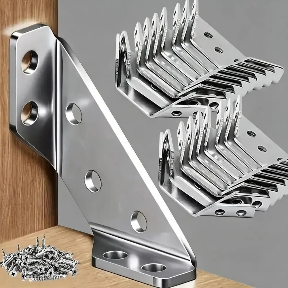 L-Shaped Corner Brackets Kit, 18 Pack Industrial Heavy-Duty Stainless Steel Braces with 72 Screws for Cabinets & Outdoor Structures, Custom Shelves, Diy Friendly, 18 Pcs Kit, 18 Corner Brackets