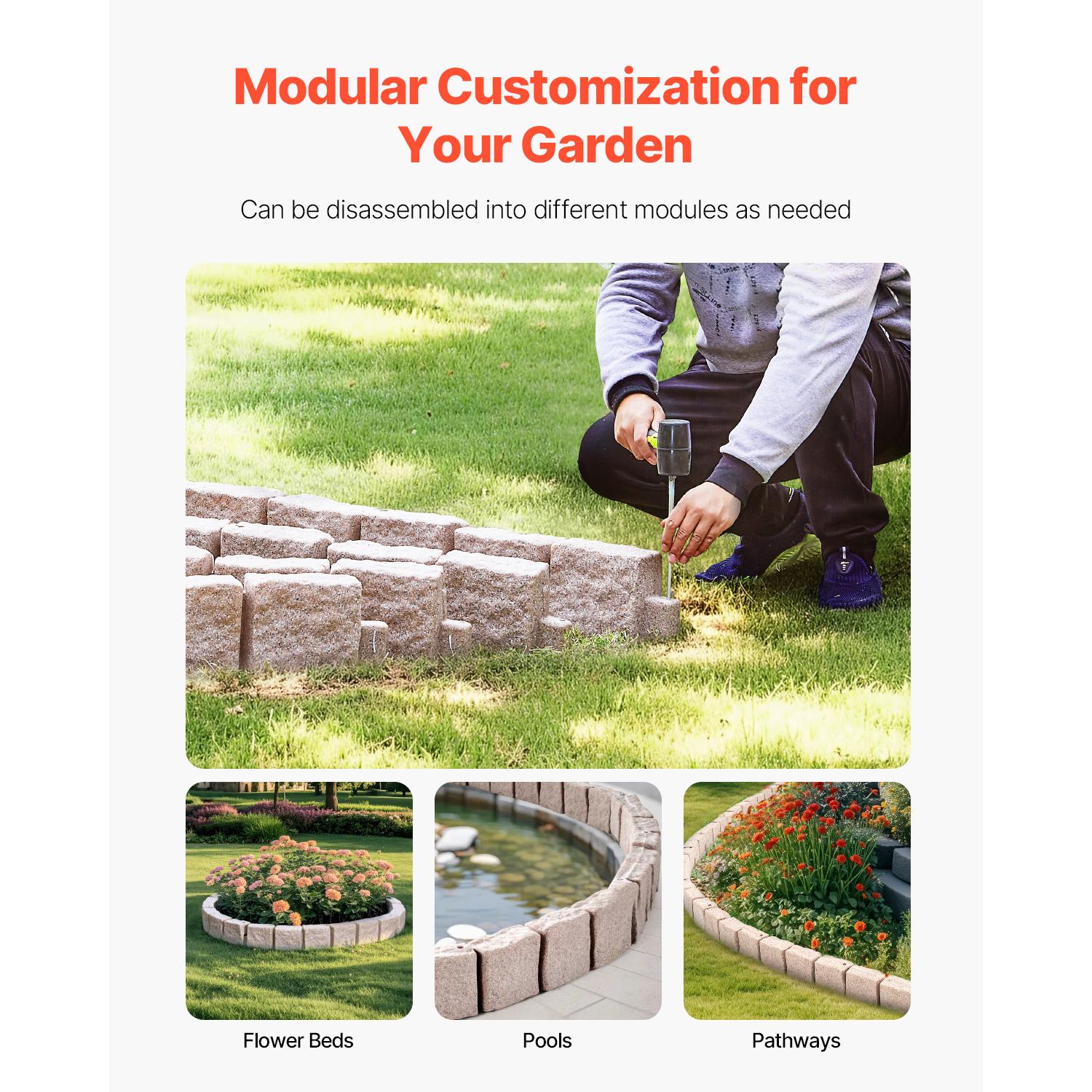 VEVOR Imitation Stone Landscape Lawn Edging Border Fade-Free No Digging Required Small/Medium/Large Beige/Sandstone Grey/Brown Heavy Duty Ballistic Nylon Tool Bag Luminous Resin Christmas Music Box Ornament Carpenter Belt with Suspenders removable zipper