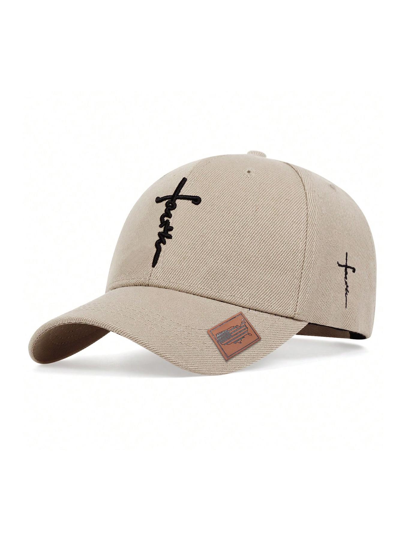 Faith Letter & Cross Embroidery Baseball Cap, Casual Outdoor Sports Hat for Men & Women, Adjustable Sun Protection Cap for Daily Wear, Adjustable Stylish Hat