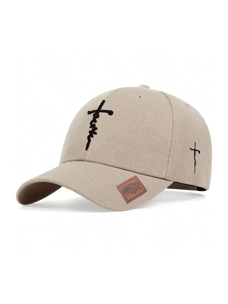 Faith Letter & Cross Embroidery Baseball Cap, Casual Outdoor Sports Hat for Men & Women, Adjustable Sun Protection Cap for Daily Wear, Adjustable Stylish Hat