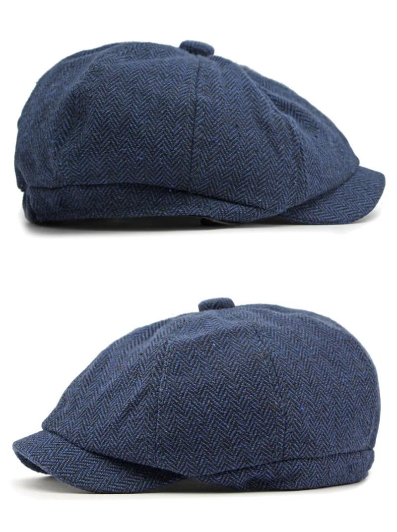 Twill Flat Cap for Men Women Herringbone Newsboy Caps British Style Octagonal Hat Solid Green Red Detective Cabbie Beret Hat