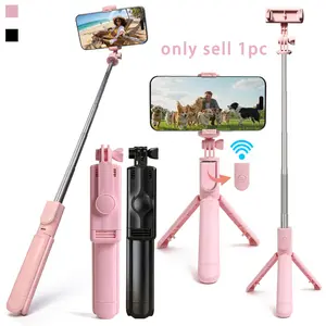 Extendable Phone Selfie Stick with Wireless Remote & 360° Rotating Tripod Stand, Portable, Adjustable, Compatible with iPhone, Samsung & Android Smartphones, Selfie Accessories